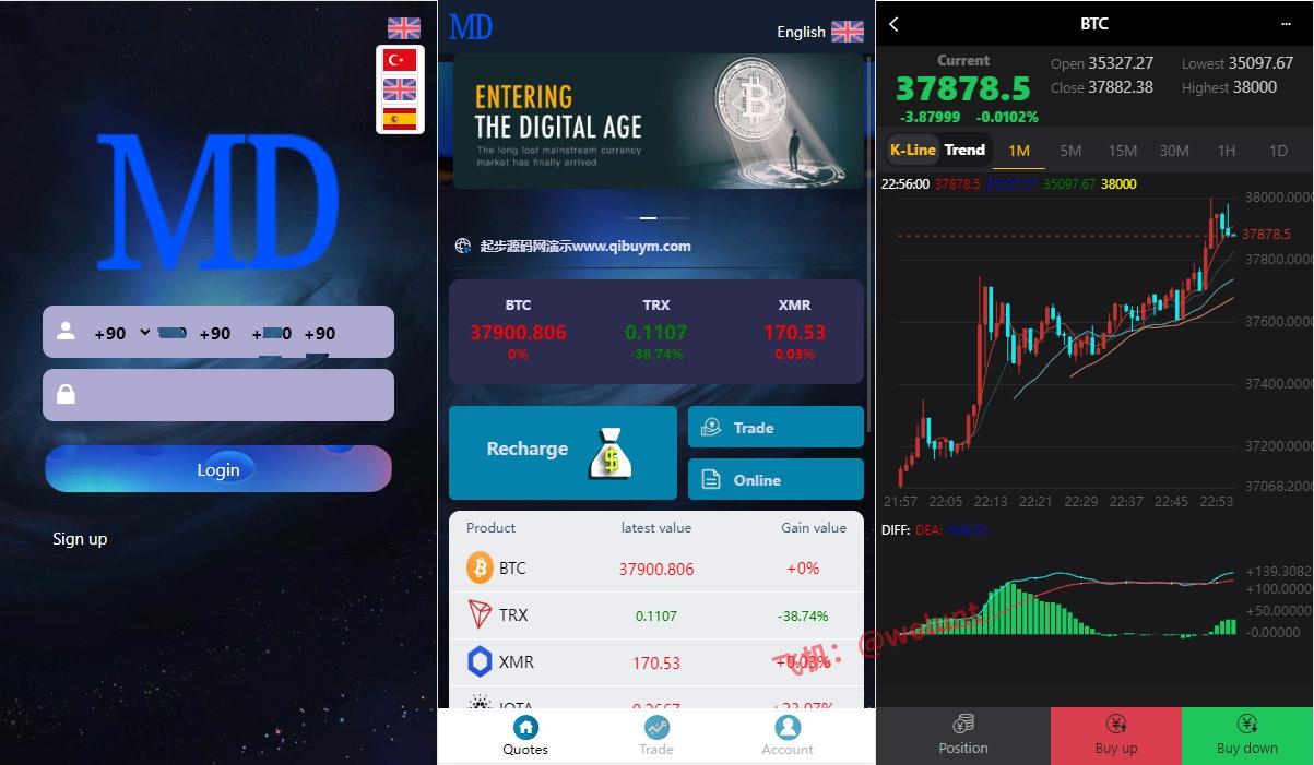 独家二开海外版三语言区块链微交易微盘交易系统源码,第1张