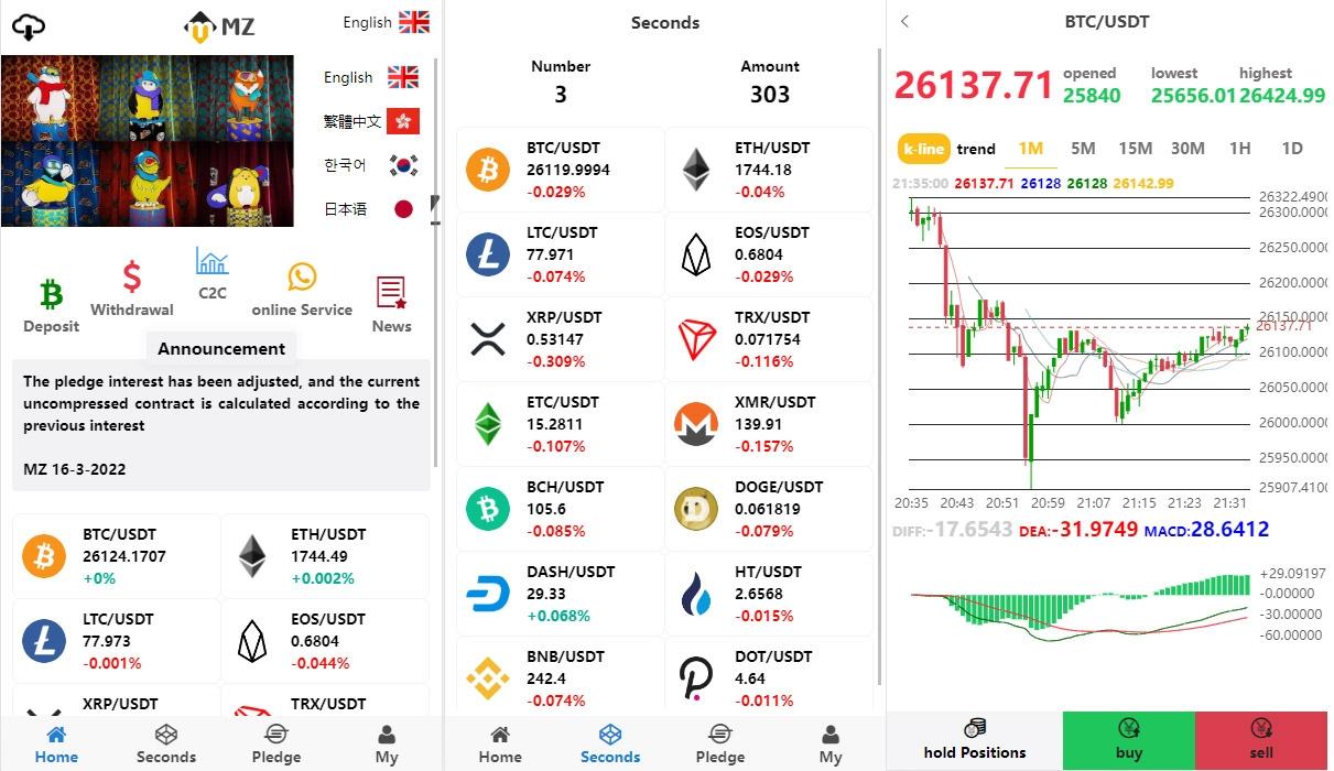 2023全新二开UI海外多语言微交易微盘系统 秒合约 质押理财 内附搭建教程,第3张